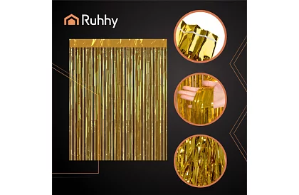 Dekoratív arany öntapadós függöny 100 × 200 cm – parti függöny