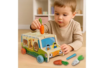 Fából autó – Montessori formák rendező