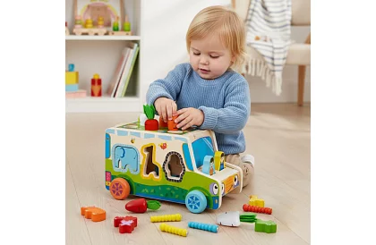 Fából autó – Montessori formák rendező