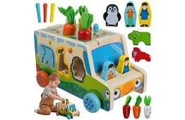 Fából autó – Montessori formák rendező