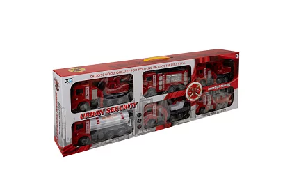 Tűzoltóautó készlet mozgatható részekkel – 6 darab