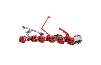 Tűzoltóautó készlet mozgatható részekkel – 6 darab