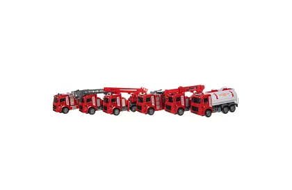 Tűzoltóautó készlet mozgatható részekkel – 6 darab