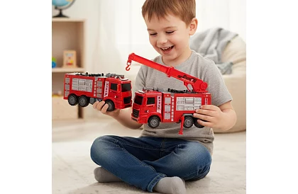 Tűzoltóautó készlet mozgatható részekkel – 6 darab