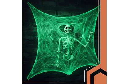 Halloweeni világító pókháló 20 pókhal