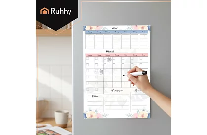 Mágneses hűtőtervező RUHHY – napló 60 x 45 cm + filctoll