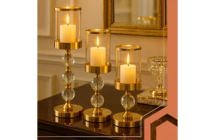 Szett 3 gyertyatartó – Gold Glamour