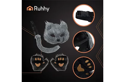 Karneváli macska jelmez 4 az 1-ben – szürke