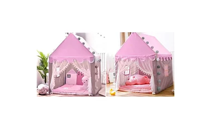Gyerek sátor LED világítással – rózsaszín