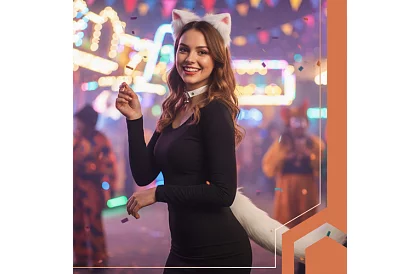 Macska jelmez 3 az 1-ben - fehér