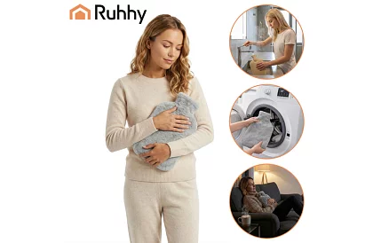 Hőmérséklet szabályozó plüss borítással – gumi vízmelegítő 1,8 l