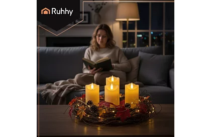 LED gyertyák készlet lánghatással 12,5 cm – 4 darab