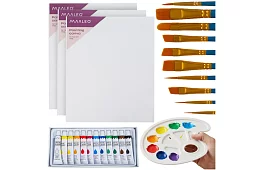 Festék készlet festéshez - vászon, színek, ecsetek, paletta