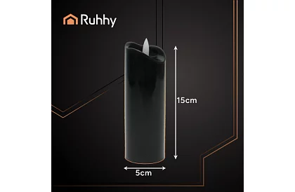 LED fekete gyertyák lánghatással 15 x 5 cm – 12 darabos készlet