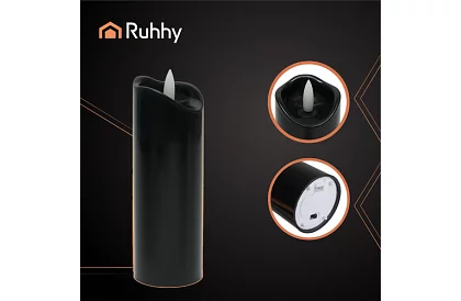 LED fekete gyertyák lánghatással 15 x 5 cm – 12 darabos készlet