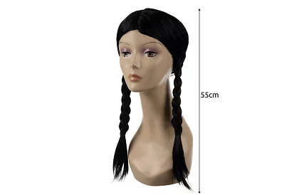 Hosszú fekete paróka fonatokkal - Wednesday