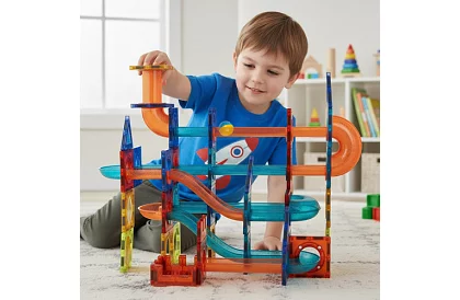 Oktatási mágneses 3D építőjáték – golyós pálya 96 darab