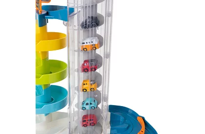 Parkolóház pályával és elektromos lifttel