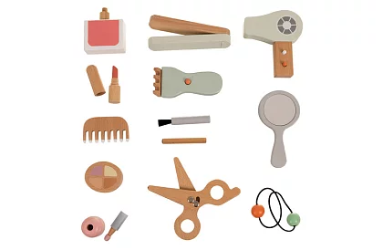Gyermek fa fodrászkészlet 17 az 1-ben