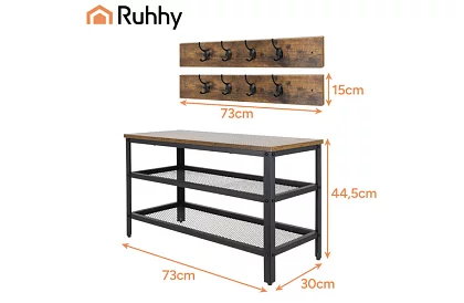 Előszoba fal - cipőtartó + 2 polc akasztókkal