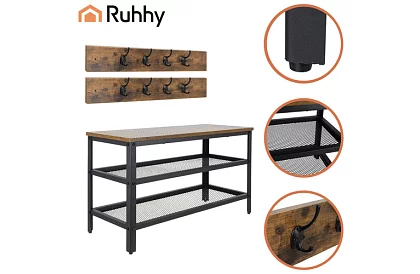 Előszoba fal - cipőtartó + 2 polc akasztókkal