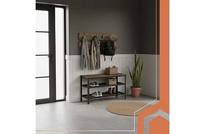 Előszoba fal - cipőtartó + 2 polc akasztókkal