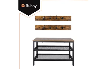 Előszoba fal - cipőtartó + 2 polc akasztókkal