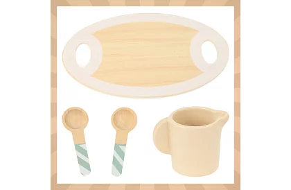 Fa fából készült teáskészlet – zöld