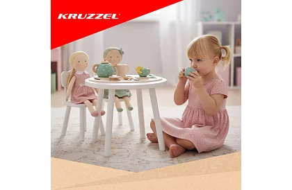 Fa fából készült teáskészlet – zöld