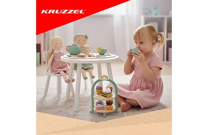 Nagy fa zöld teáskészlet + tortatartó