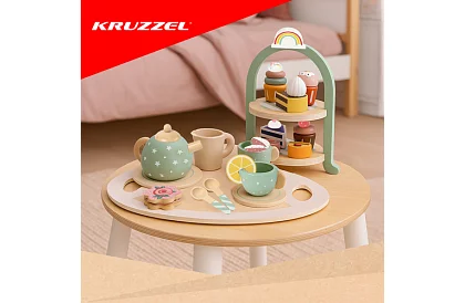 Nagy fa zöld teáskészlet + tortatartó