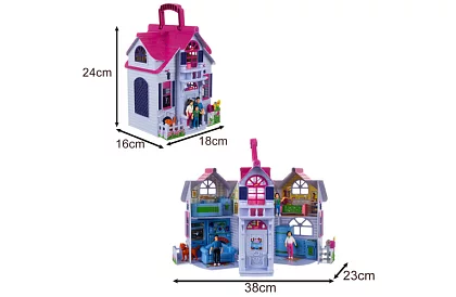 Összecsukható babaház bútorral