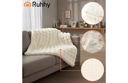 Meleg bársonyos fehér takaró 160 × 100 cm