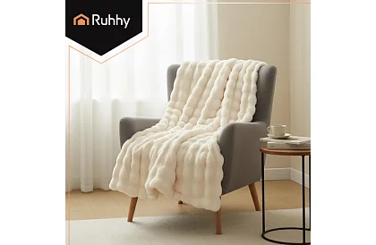 Meleg bársonyos fehér takaró 160 × 100 cm