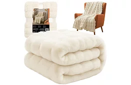 Meleg bársonyos fehér takaró 160 × 100 cm