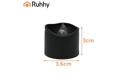 LED fekete gyertyák lánghatással 3,6 × 3 cm – 12 darabos készlet