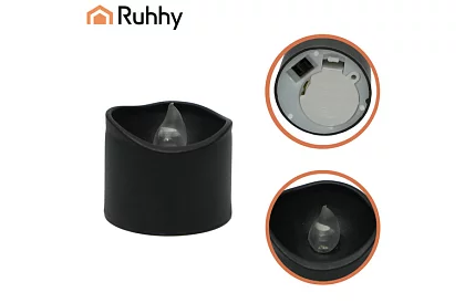 LED fekete gyertyák lánghatással 3,6 × 3 cm – 12 darabos készlet