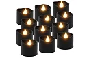 LED fekete gyertyák lánghatással 3,6 × 3 cm – 12 darabos készlet
