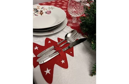 Karácsonyi evőeszköztartó – 12 db terítő