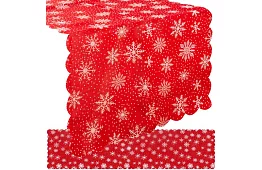 Hosszú karácsonyi piros futó hópehely mintával – 150 x 35 cm