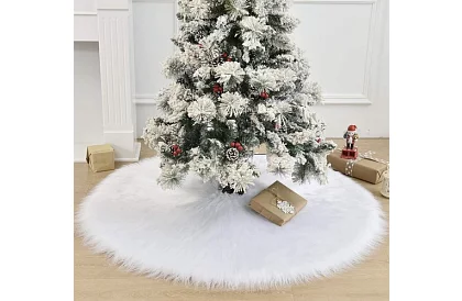 Karácsonyfatalp – 120 cm, fehér szőrme