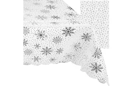 Asztalterítő hópehely mintával 220 x 140 cm – fehér-ezüst