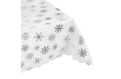 Asztalterítő hópehely mintával 260 x 140 cm – fehér-ezüst