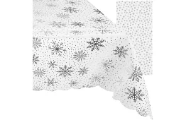 Asztalterítő hópehely mintával 260 x 140 cm – fehér-ezüst