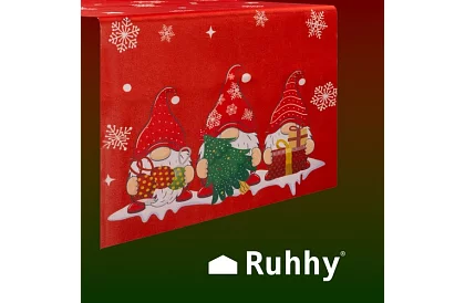 Hosszú karácsonyi futó 220 x 40 cm – piros manókkal