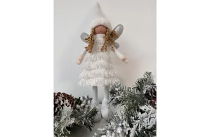 Karácsonyi fehér tündér szárnyakkal – 40 cm