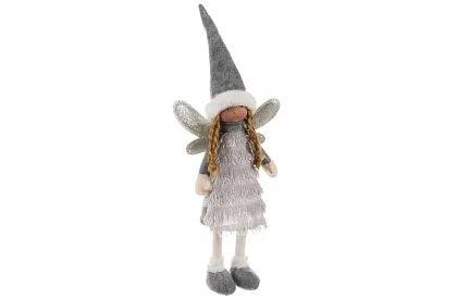 Karácsonyi ezüst tündér szárnyakkal – 40 cm