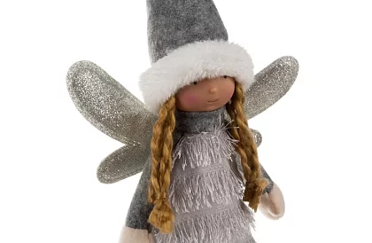 Karácsonyi ezüst tündér szárnyakkal – 40 cm