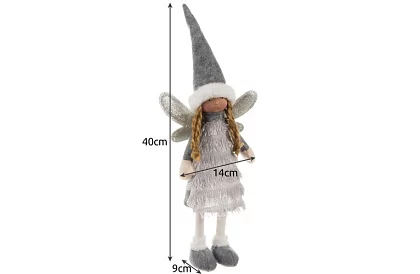 Karácsonyi ezüst tündér szárnyakkal – 40 cm