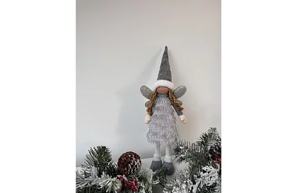 Karácsonyi ezüst tündér szárnyakkal – 40 cm